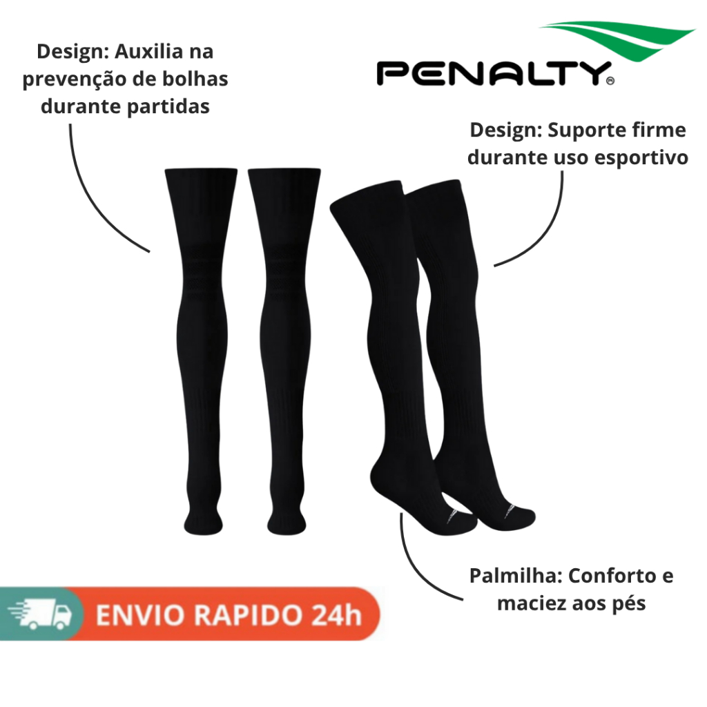 Meião Penalty Storm Adulto Maciez Conforto Suporte Proteção Bolhas Ref STORM