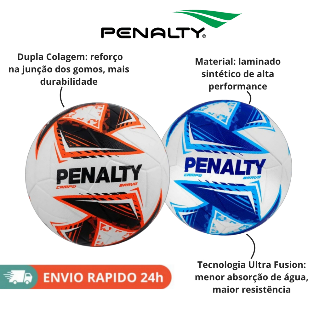 Bola Penalty Campo Bravo Profissional Ultra Fusion Câmara 6D Durável Estável Ref BRAVO