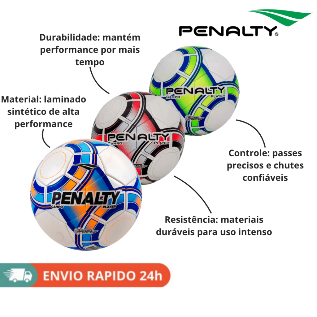 Bola Penalty Campo Player Grama Natural Resistente Controle Estável Durável Ref PLAYER