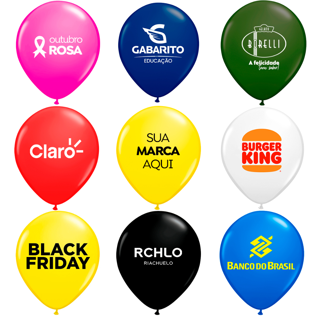 1000 Bexiga Personalizado Estampado Sua Marca Logo Balão em Oferta na Shopee
