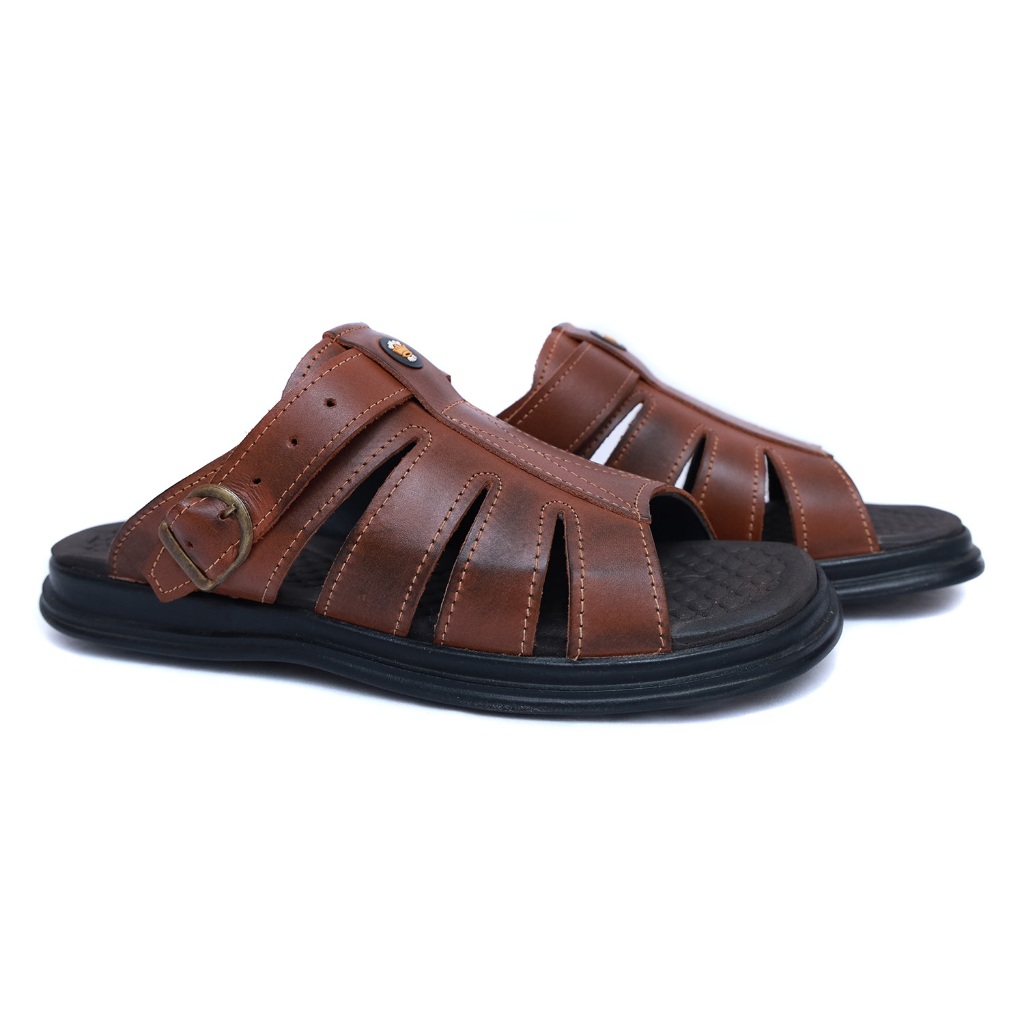 sandalia chinela ortopédica masculina anti stress anatomica de couro legitimo confortavel