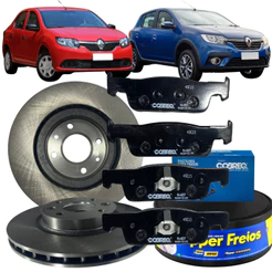 Kit Disco Freio Dianteiro + Pastilha Sandero Logan 1.0 12v 1.0 16v 1.6 8v 2014 á 2021