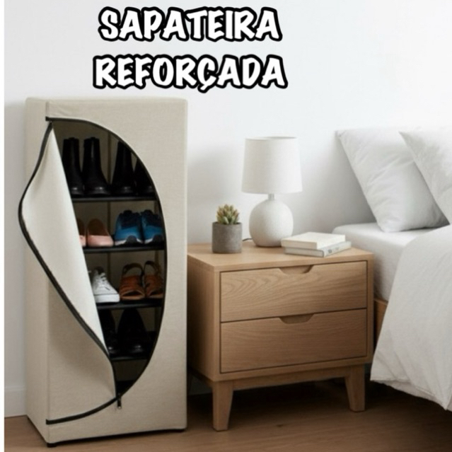 Sapateira Multiuso com Zíper | Protege  Poeira | Ideal Quartos Pequenos Envio em 24 Hs 4 Prateleiras