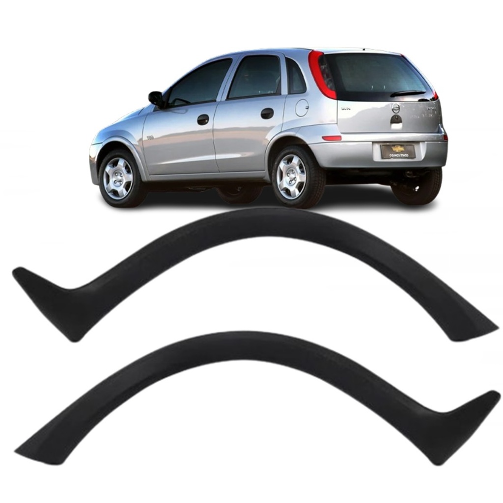 Moldura Alargador de Paralama Vão de Roda Traseiro Corsa Hatch 03/12 Par