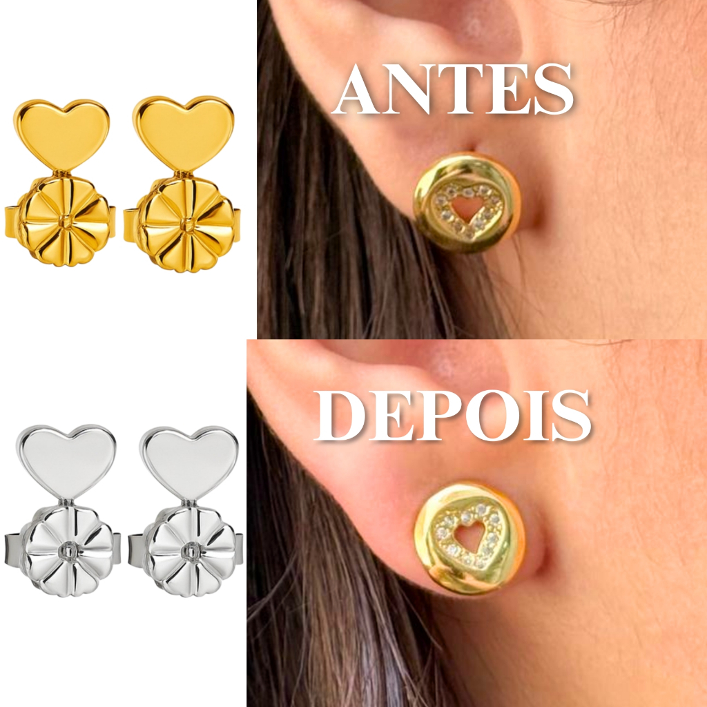 Tarraxas Mágicas de Sustentação p/ Orelha Rasgada Tarraxa Banhado a Ouro 18k Anti Alérgico em Oferta na Shopee