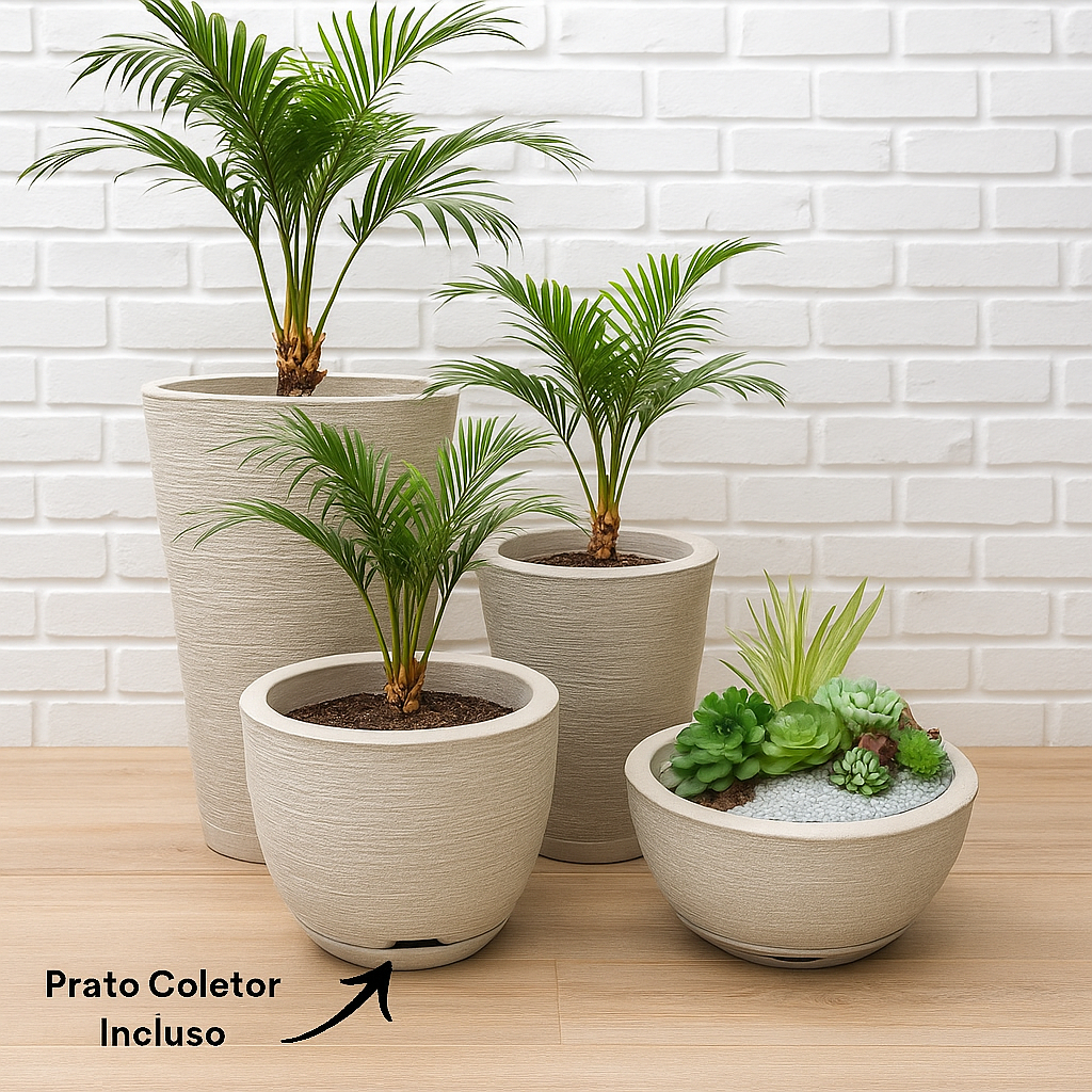 Kit 04 Vasos para Planta Flor Casa Jardim Varanda Coluna Redonda N1 N2 Bojo N1 + Bacia N1 com prato em Oferta na Shopee