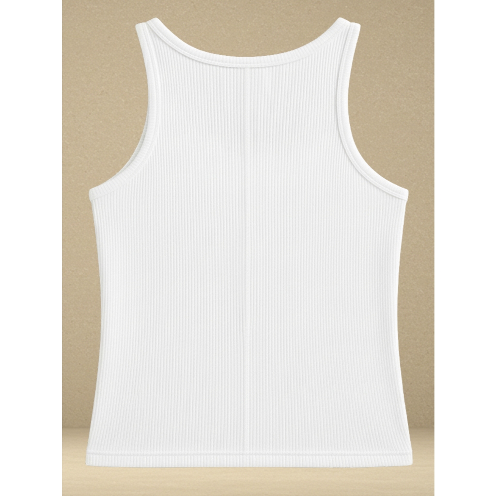 Regata Feminina Blusinha Gola Redonda Confortável Ribana Básica Canelada Alça Modelo Americana