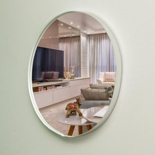 Espelho Redondo Lapidado com Moldura de Couro Para Banheiro Quarto Sala Decoração Maquiagem em Oferta na Shopee