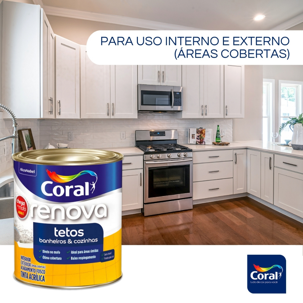 Tinta Coral Renova Tetos Banheiros E Cozinhas 900ml - Branco · foto 2