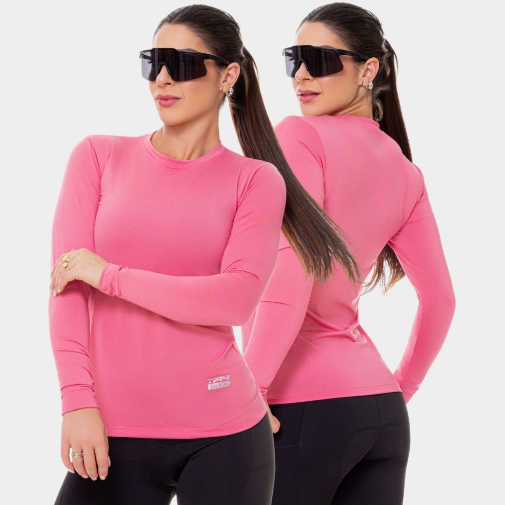 Combo 2 Camisetas Feminina Proteção Uv Solar Manga Longa  Segunda Pele Verão Frio