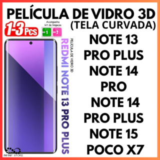 Película De Vidro 3D Temperado Para Redmi Note 13 PRO PLUS 14 PRO PLUS TELA CURVADA em Oferta na Shopee