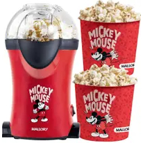 Pipoqueira Elétrica Mickey Mallory Pipocas em 3 Minutos Sem Óleo Derrete Manteiga Vermelha Disney