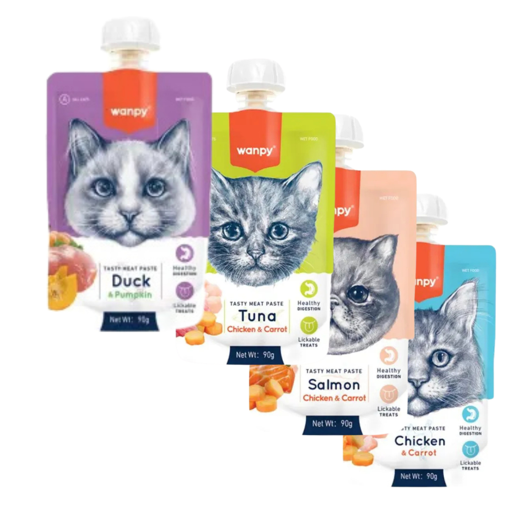 Kit 5 Petisco Wanpy Creamy Sachê 90g Para Gatos em Oferta na Shopee