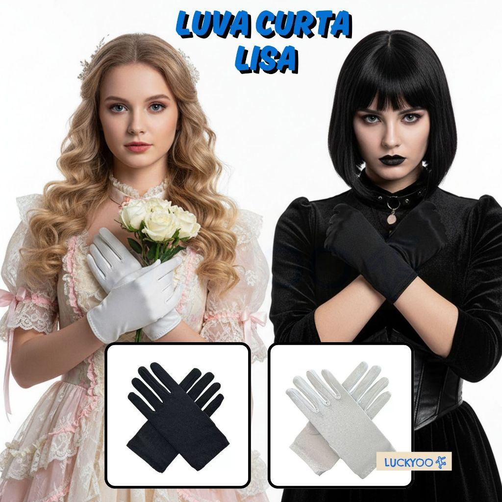 Luva Curta Lisa Adulta e Infantil Festa Retrô Casamento Debutante Fantasia Eventos e Apresentações Halloween em Oferta na Shopee