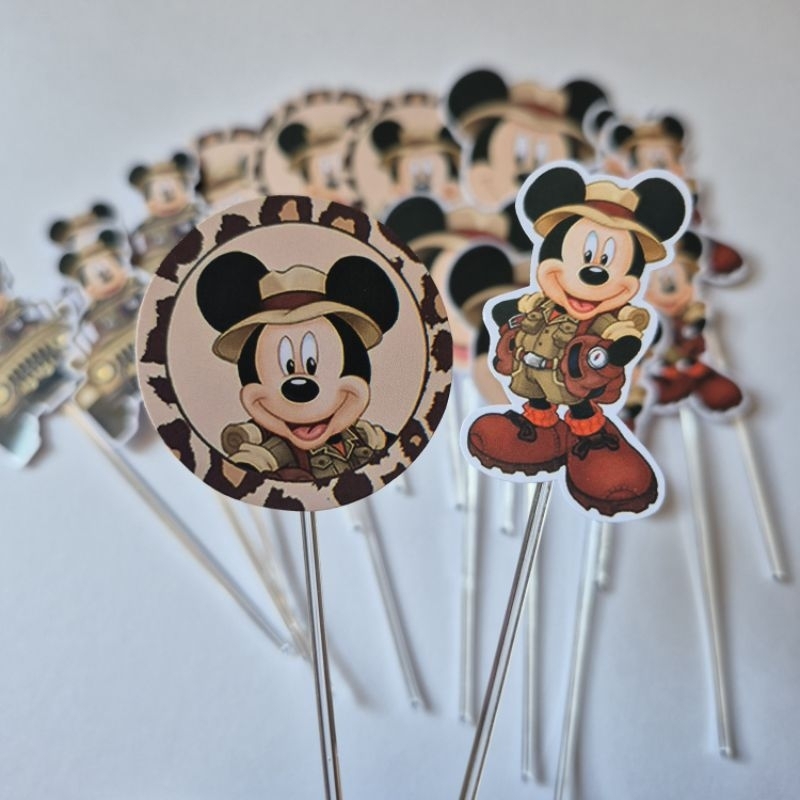 Topper de docinho e cupcake Mickey Safari
