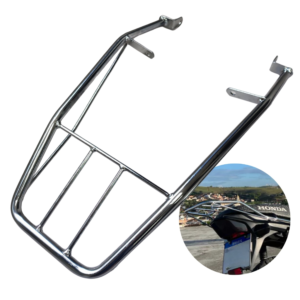 Bagageiro Suporte Baú Cromado Pop 110i 2015 até 2025 em Oferta na Shopee