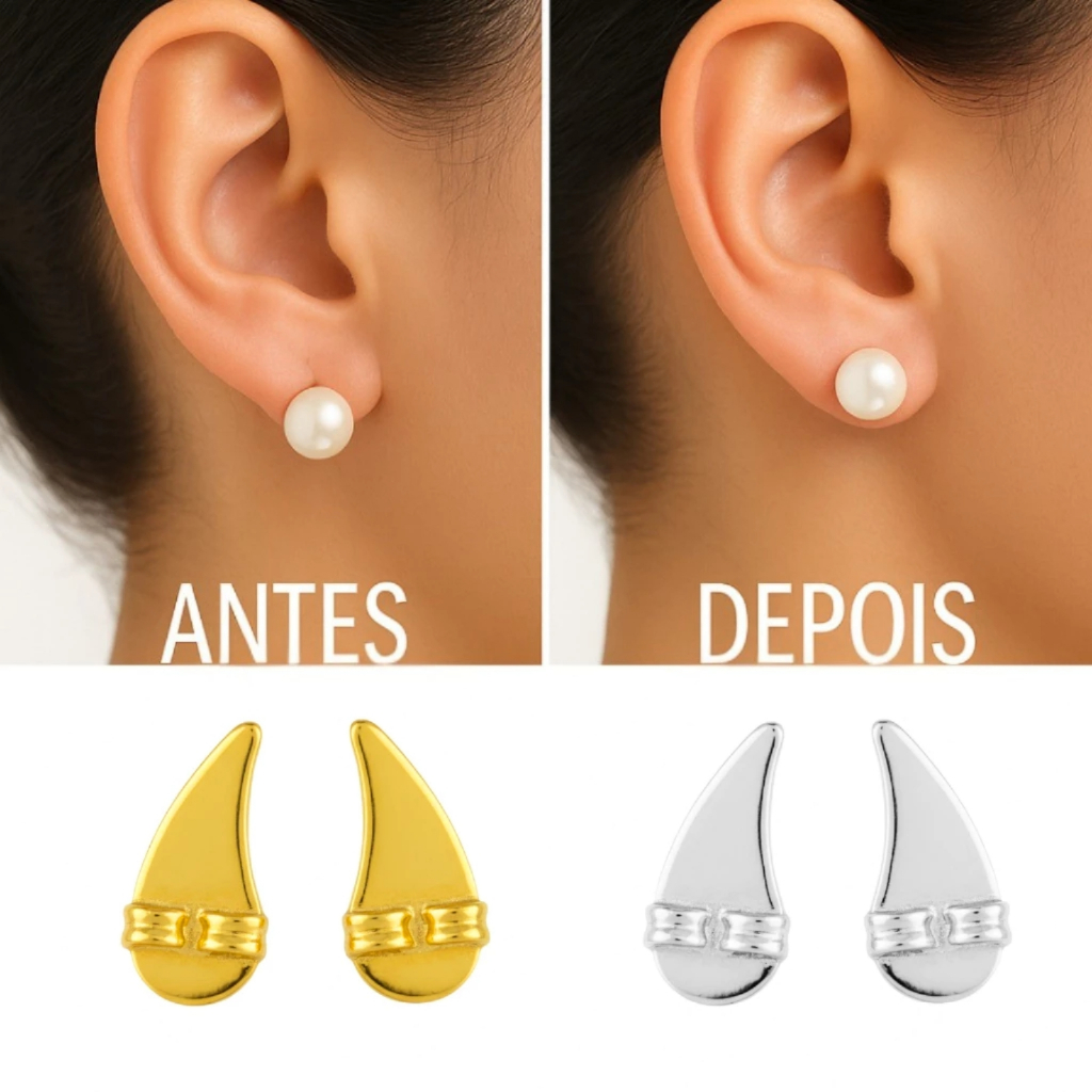 Tarraxas Mágicas de Sustentação Vírgula Asa de Anjo Ear Cuff Anti Alérgica Banhado a Ouro 18k ou Prata em Oferta na Shopee