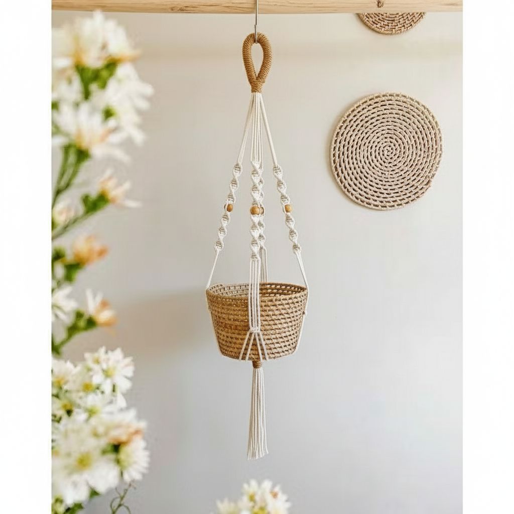 Suporte de Plantas Macrame Vasos Decorações de Jardim em Oferta na Shopee
