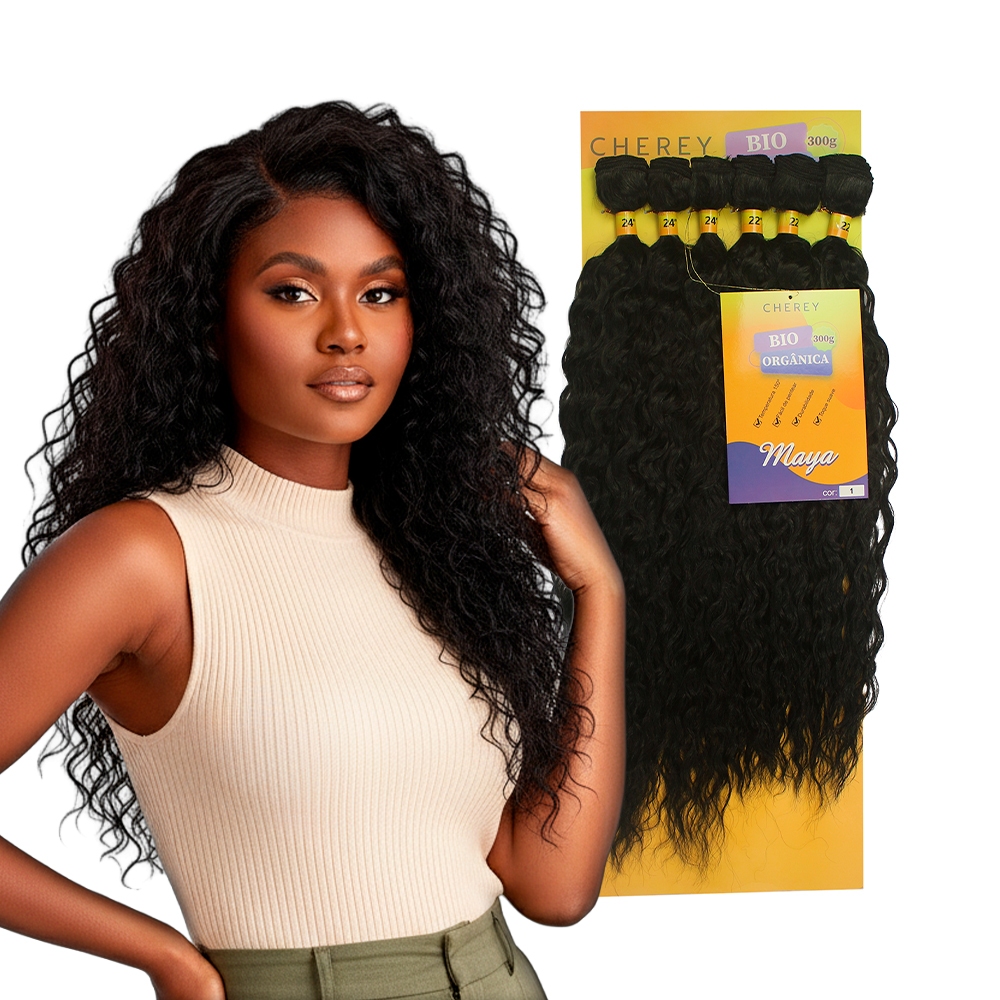 Cabelo Bio Orgânico Maya Curly 300g 60cm para Mega Hair e Alongamento | Cachos Naturais em Oferta na Shopee