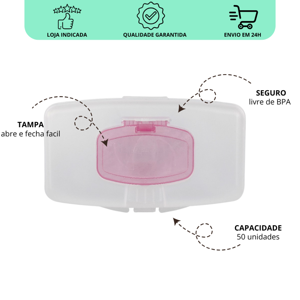 Dispensador Porta lenço umedecidos portátil Prático para Bebê - Porta toalhas para menina menino