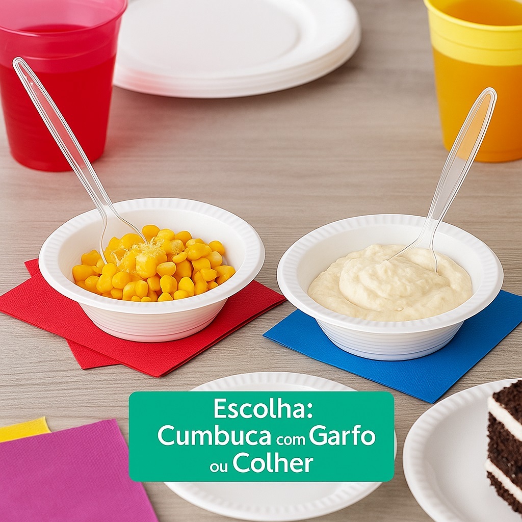 Kit Prato Cumbuca Descartável Funda com Garfo ou Colher Ideal para Festas Molho Patê Bolo Milho em Oferta na Shopee