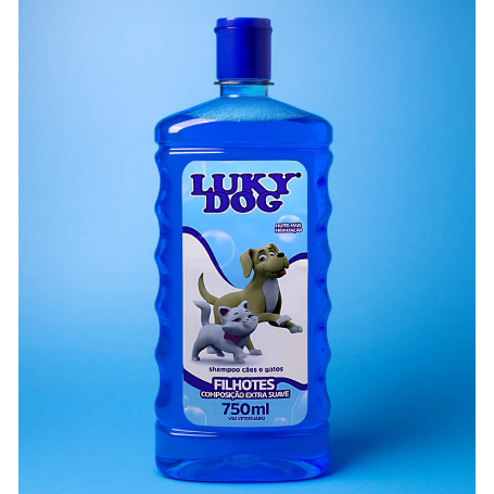 Shampoo Luky Dog Filhotes 750ml – Para Cachorros e Gatos Filhotes, Brilho e Maciez