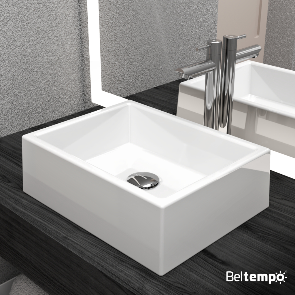 Cuba Pia de Apoio Sobrepor Retangular 42x32 Branca Banheiro Lavabo Beltempo BT-3387 em Oferta na Shopee