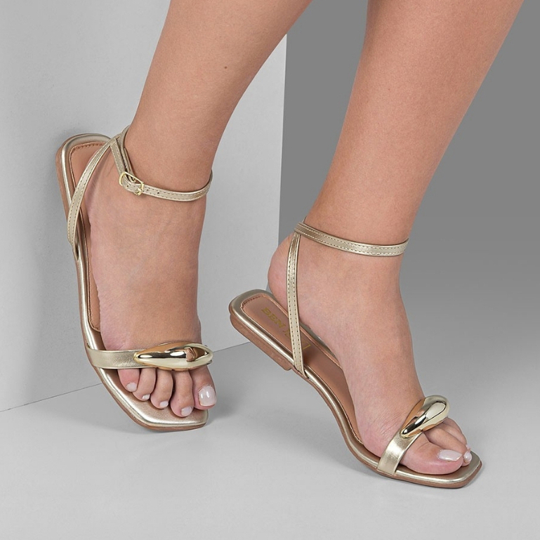 Sandália Rasteirinha Feminina Metalizado Tacha Lesma Enfeite em Oferta na Shopee