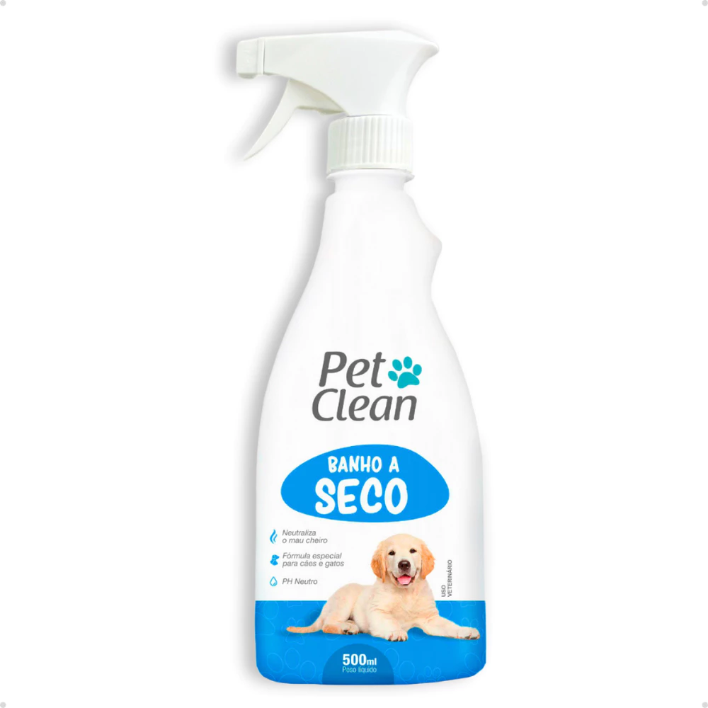 Banho a Seco Shampoo Spray Sem Enxágue pra Cachorro e Gato Pet Clean ou Petliz 500 ml Envio Imediato