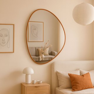 Espelho Orgânico Com Moldura Couro Vários Tamanhos + Suporte em Oferta na Shopee