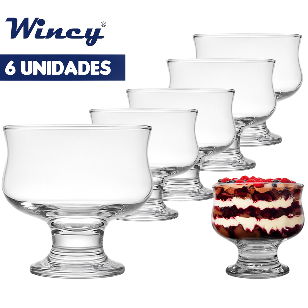Jogo 06 Taças Fiesta Sobremesa Sorvete 246ml Vidro Transparente Design Moderno Sorveteria em Oferta na Shopee