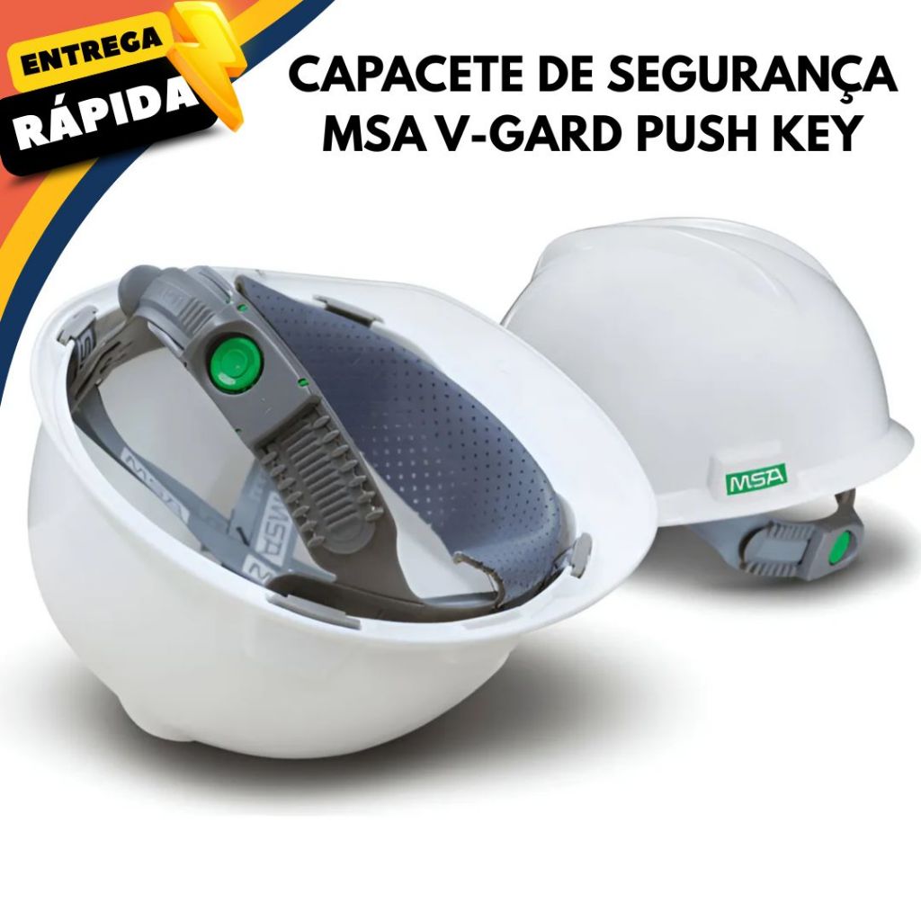Capacete De Segurança Msa V-Gard Aba Frontal Construção Industria Trabalho em Altura EPI Segurança