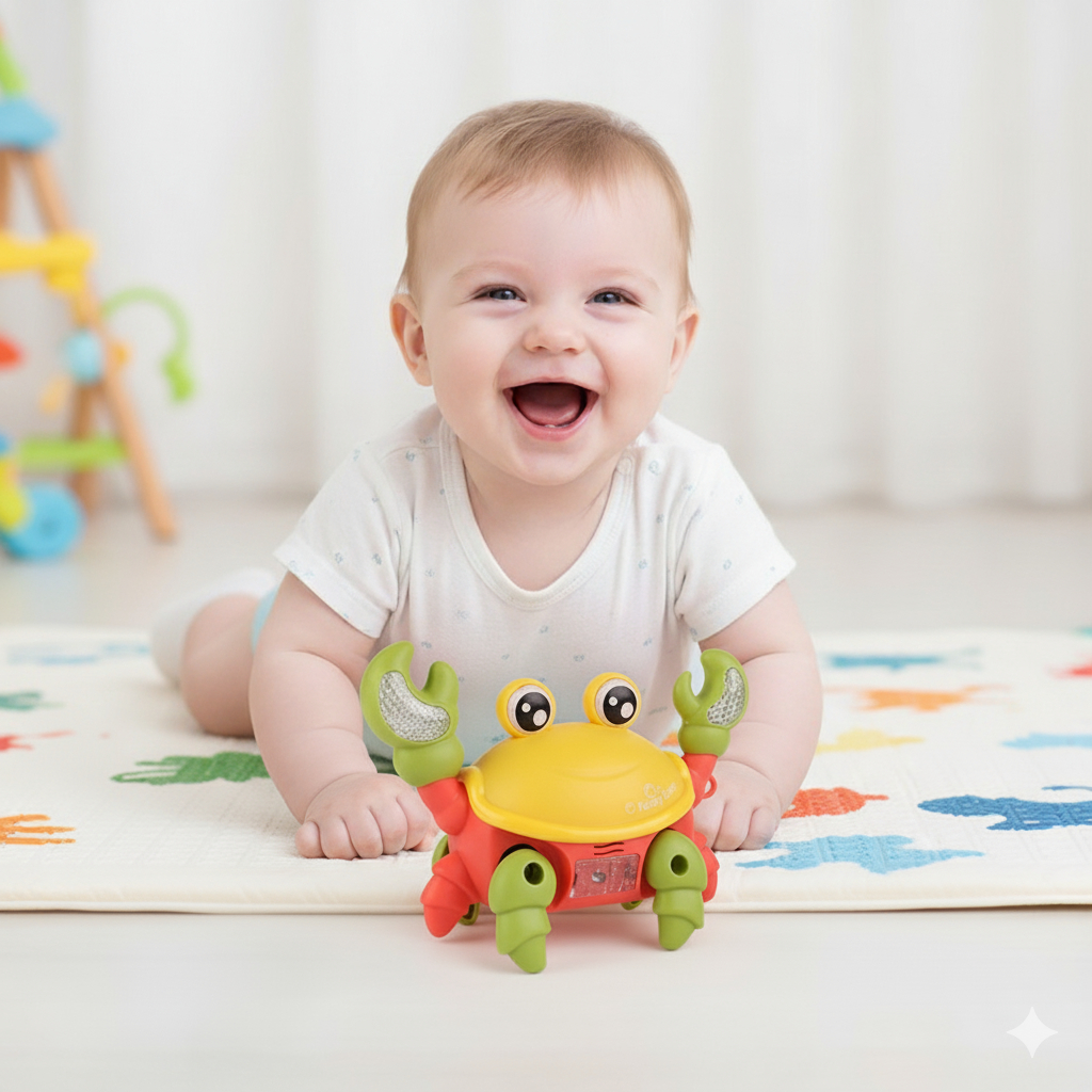 Brinquedo Caranguejo Fujão Musical Sensor de Movimento Luzes Tummy Time e Engatinhar em Oferta na Shopee