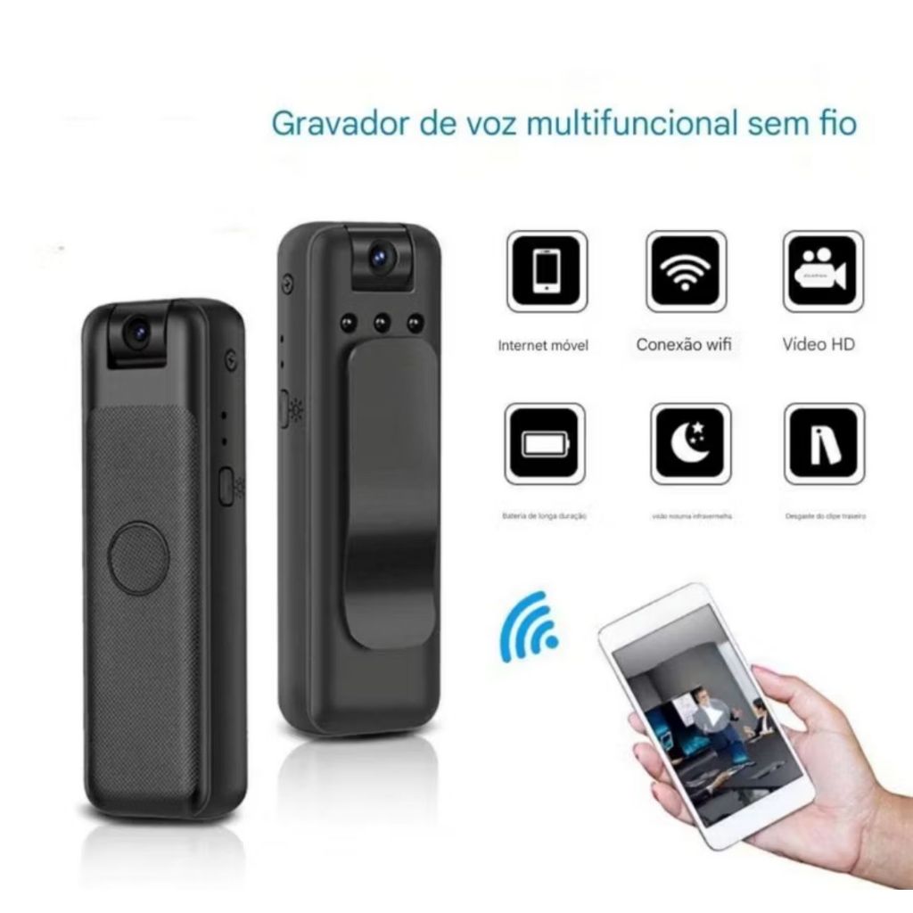 Câmera Vlog Portátil Wi-Fi HD 1080P Com Gravação De Voz Remoto E Grampo Traseiro Gravador De Video