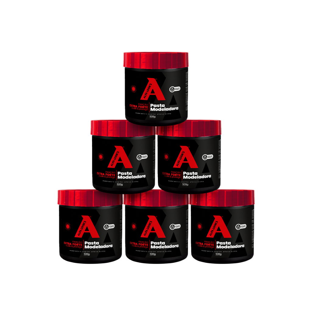 6 uni Modeladora Efeito Brilho 500gr Alfa Looks For Men - Modeladora para Cabelo