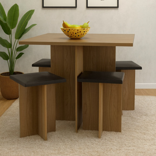 Conjunto Mesa Jantar Cozinha  Pequena Compacta E Bancos 4 Lugares em Oferta na Shopee