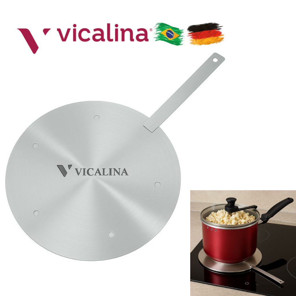Chapa difusor conversor fogão indução inox 24cm vicalina original envio imediato produto no Brasil em Oferta na Shopee
