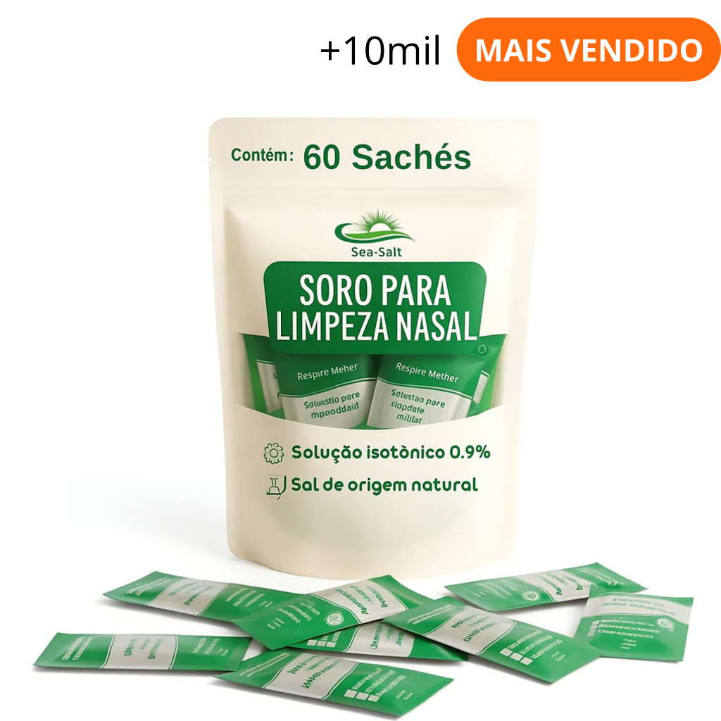 Soro Fisiológico Para Lavagem Nasal Kit Com 60 Sachês