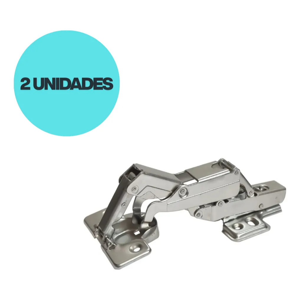 Kit 2 Dobradiça 165 Graus ( Curva )  Amortecedor 35mm Soft Close Para Armários Cozinhas e Móveis