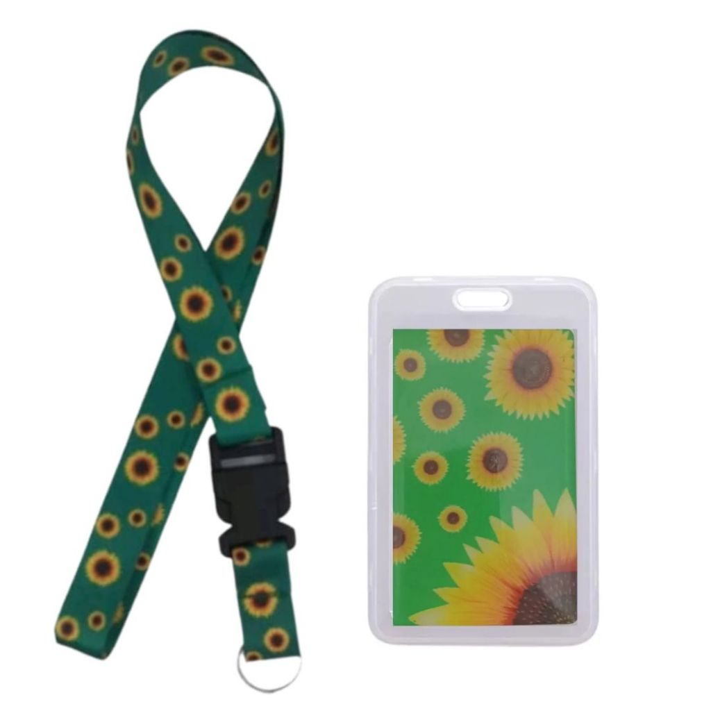 Kit Cordão + Porta Crachá Cartão Rigido Girassol em Oferta na Shopee