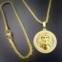TB Presentes Conjunto Pulseira Pingente JESUS Coroa Buzeira Corrente Longa Caixa Banhada a Ouro 18K