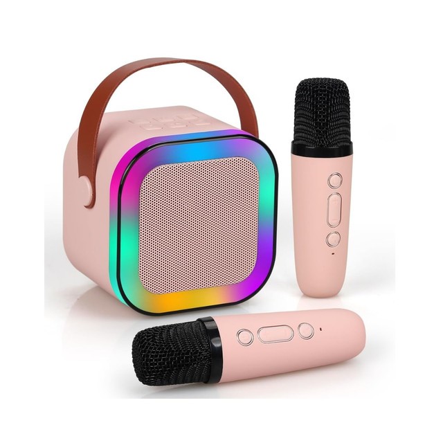 Karaokê Infantil Caixinha Som Bluetooth 2 Microfones Sem Fio (Cor Aleatória)