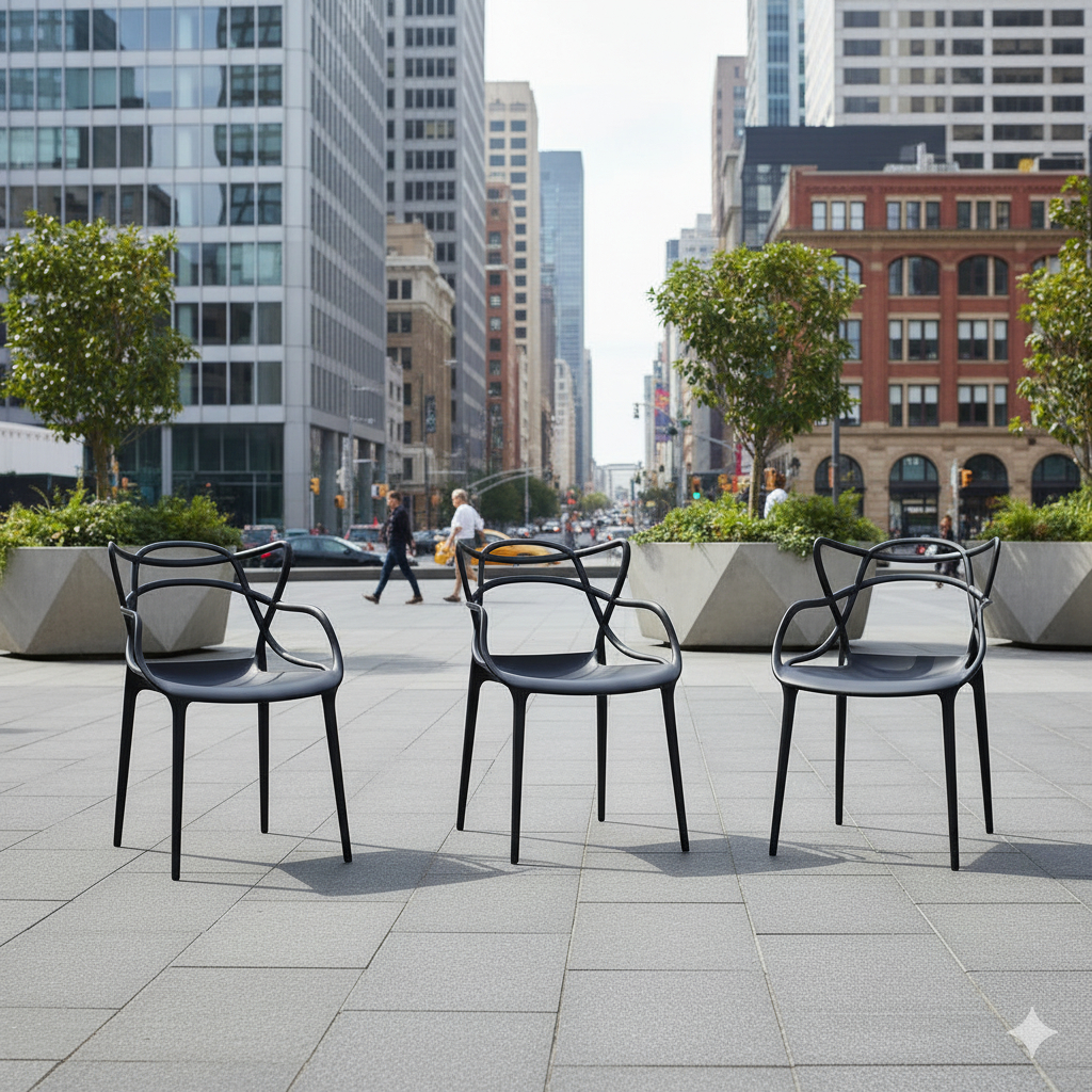 Conjunto 3 Cadeiras Allegra Sala de Jantar Cozinha Jardim Varanda Empilhável em Oferta na Shopee