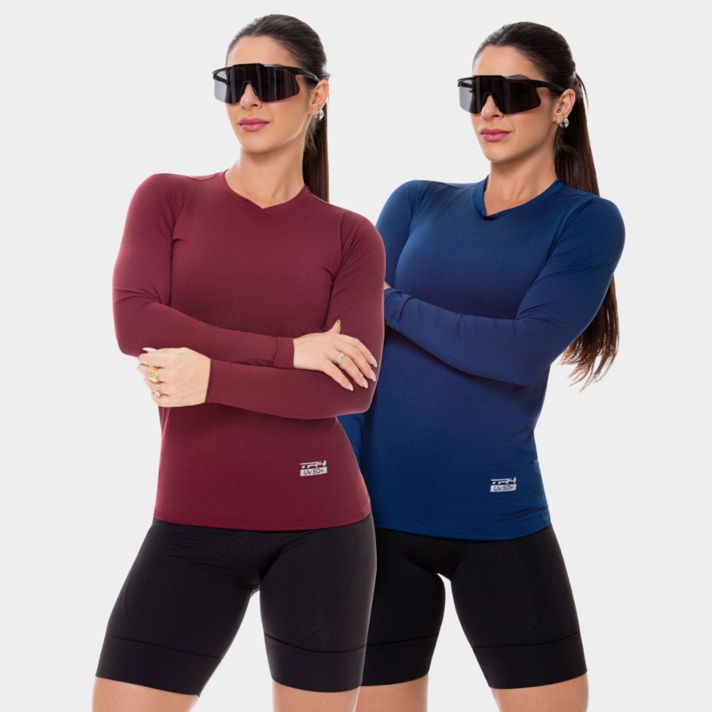 Kit 2 Camisa Camiseta Blusa Proteção UV Solar Manga Longa Feminina Praia Verão
