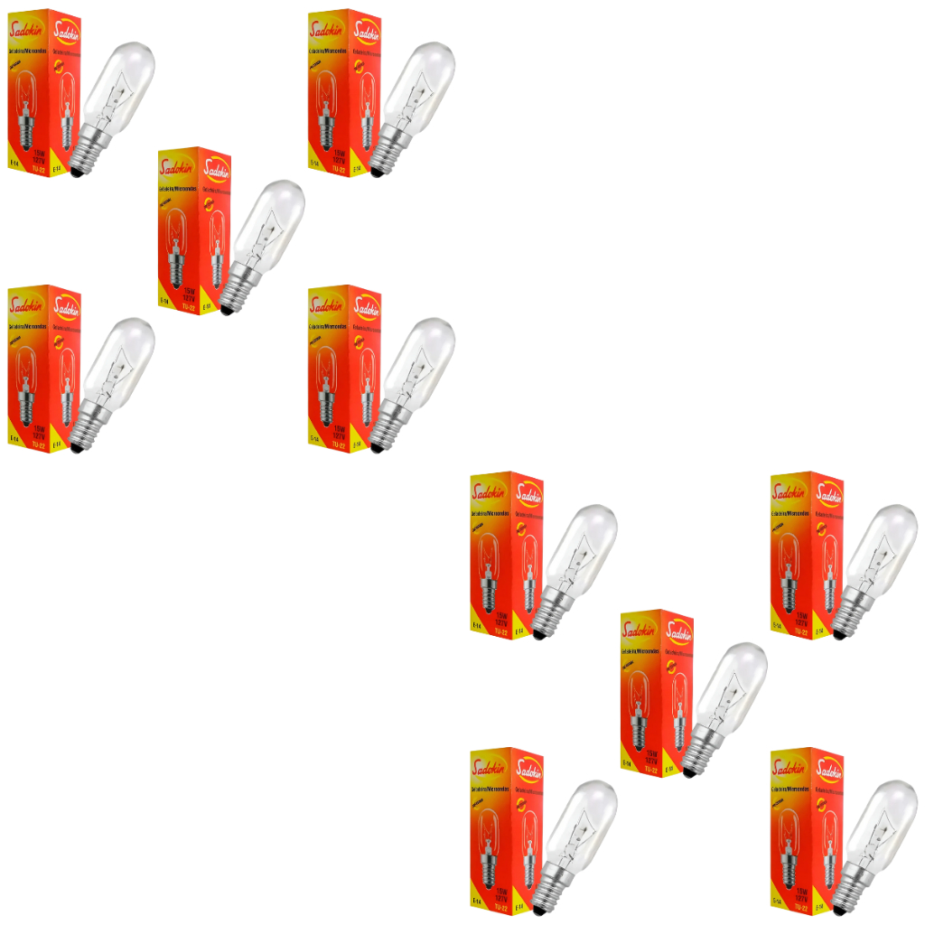 Kit 10 Lâmpada Para Geladeira/microndas Sadokin E14 127v Branco-quente
