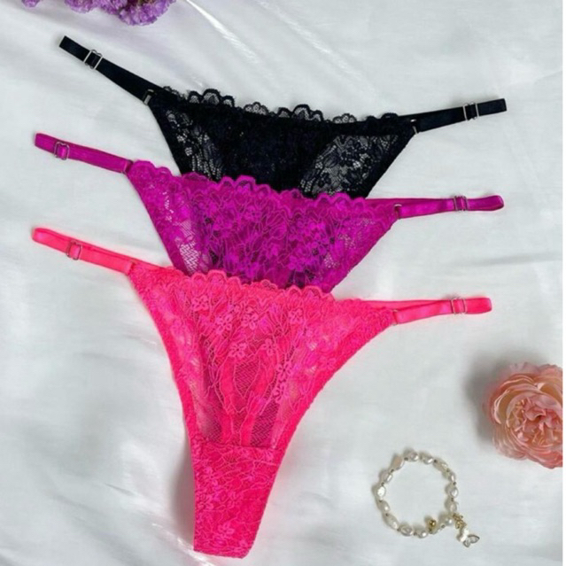 kit 10 Calcinhas De Renda Fio Dental Sensual Com Regulagem Lingerie Feminina Tanga Feminina Sexy