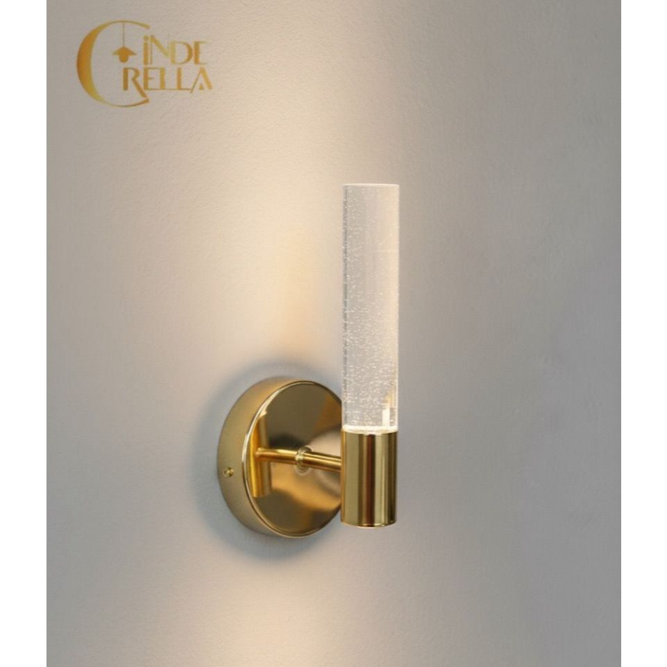Arandela Dourada de Vidro com Efeito Cristal 7W Luz 3 em 1 Luminária de Parede Luxo