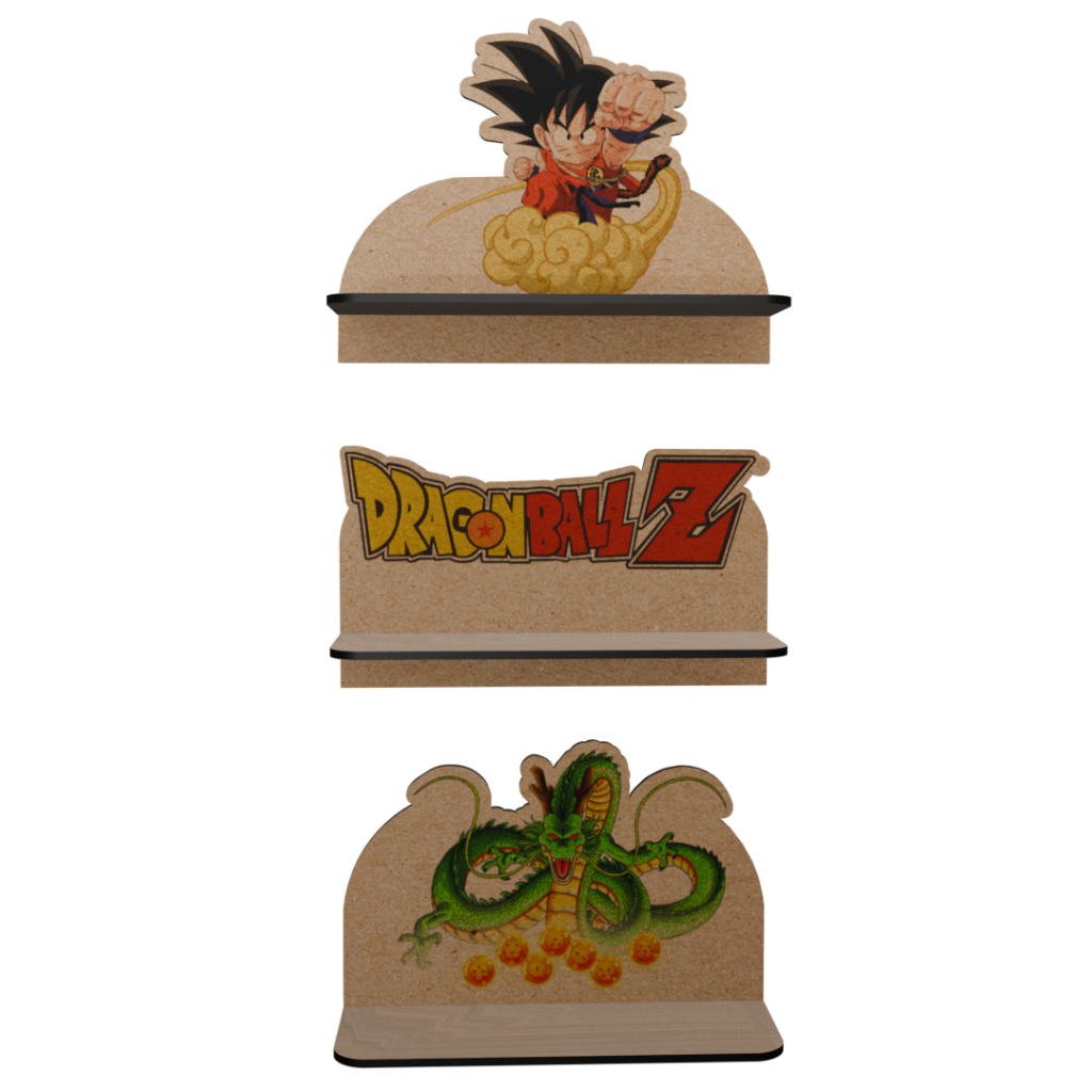 Kit Prateleiras Dragon Ball 32x20cm Suporte Organizador para quarto sala
