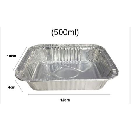 Embalagem/Marmita/Quentinha De Alumínio Retangular 500ML Com Tampa Pet