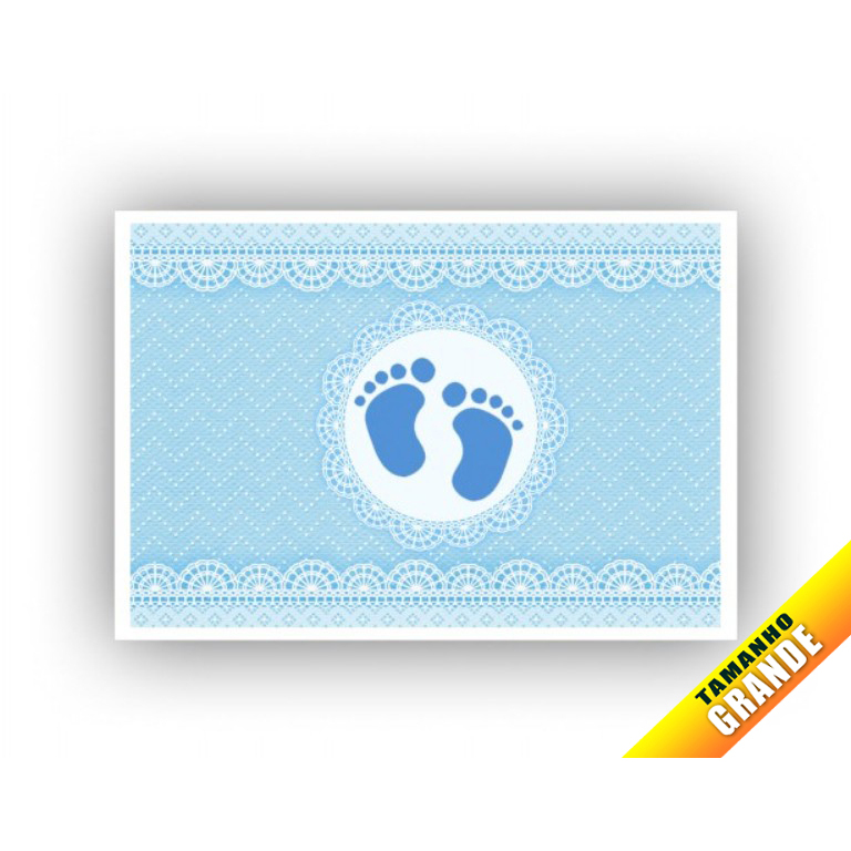 Papel  Arroz Pézinho Azul Cha de Bebê para Bolo Grande de 7kg 30x40cm
